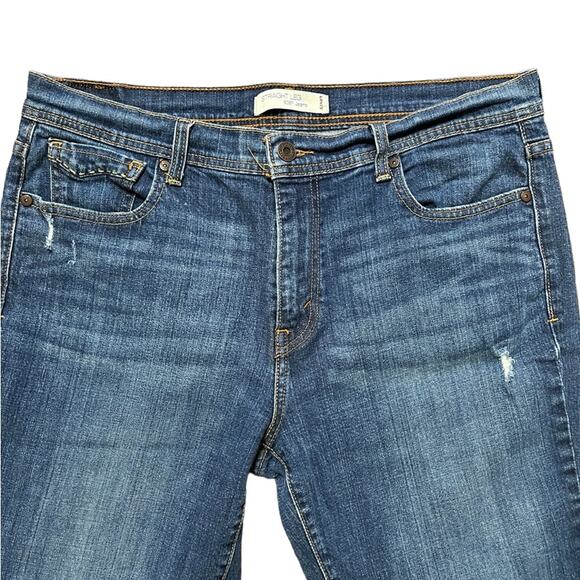 LEVI'S 505 Gold Stitch Straight Leg Distressed Jeans in Dark wash SZ 10 - Picture 3 of 11